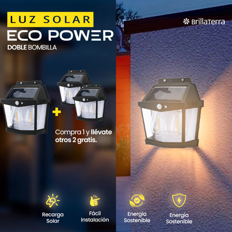 Luz Solar EcoPower con Doble Bombilla