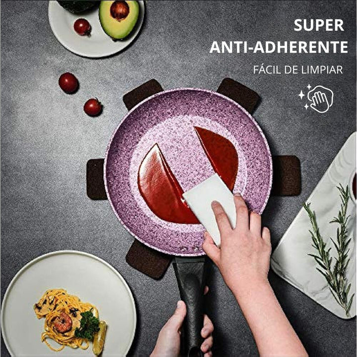 SET 2 SARTENES GRANITO MORADO